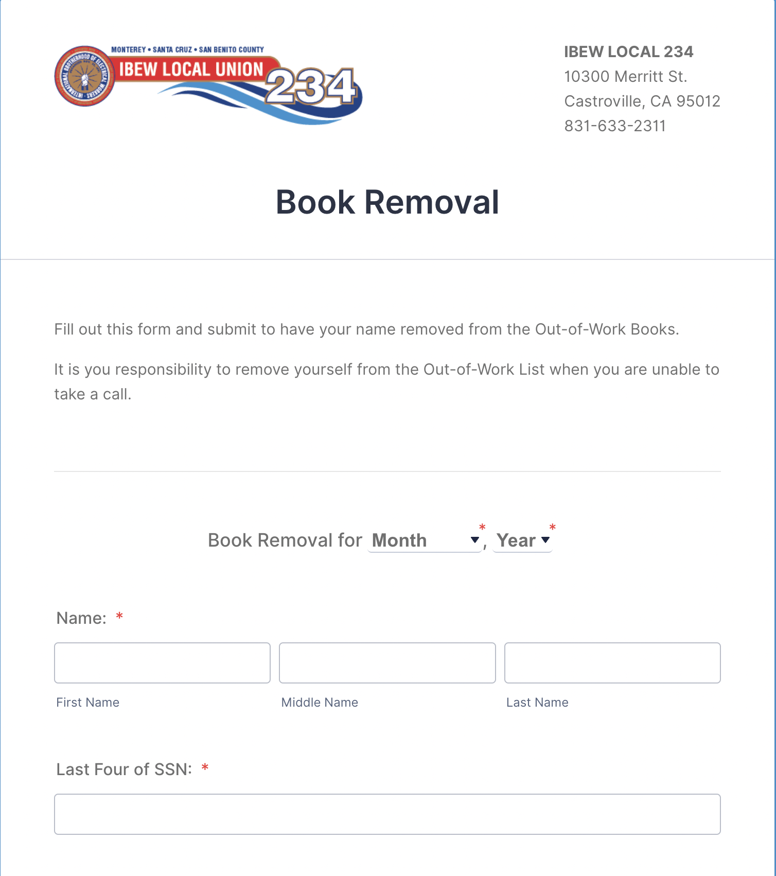 ibew 234 book removal form